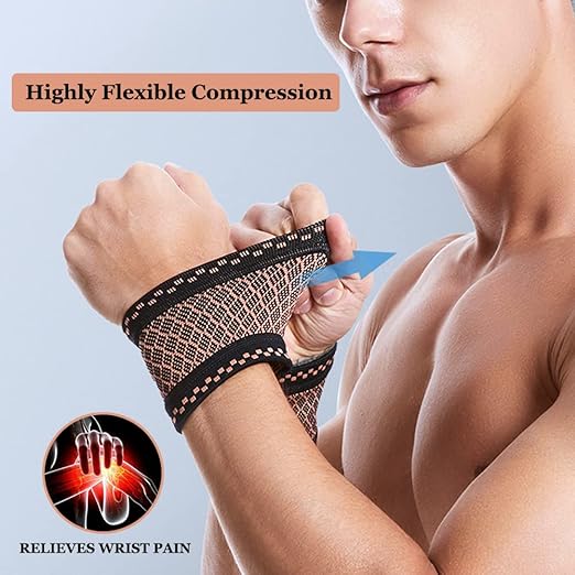 Wrist Compression Brace (2Pcs), Elastic Wrist Support Sleeve Wrist Braces for Tendonitis, Arthritis, Carpal Tunnel Pain Relief, Soft Wrist Wrap Wristbands for Sport, Fitness, Workout, Typing
