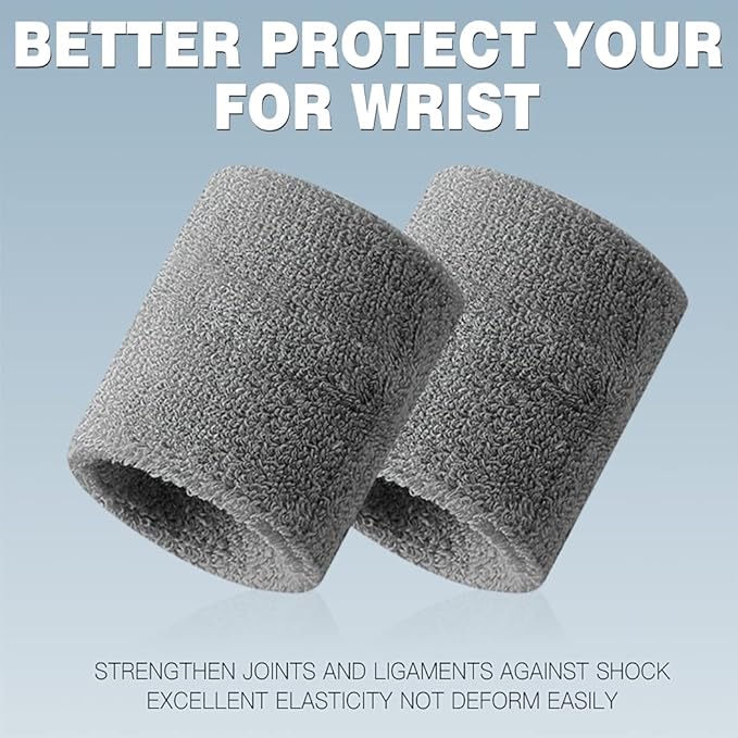 Sweatbands Sports Wristband for Men & Women - Moisture Wicking Athletic Cotton Terry Cloth Sweatband for Tennis, Basketball, Running, Gym, Working Out