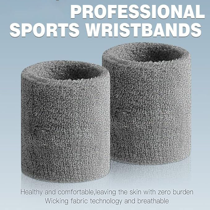Sweatbands Sports Wristband for Men & Women - Moisture Wicking Athletic Cotton Terry Cloth Sweatband for Tennis, Basketball, Running, Gym, Working Out